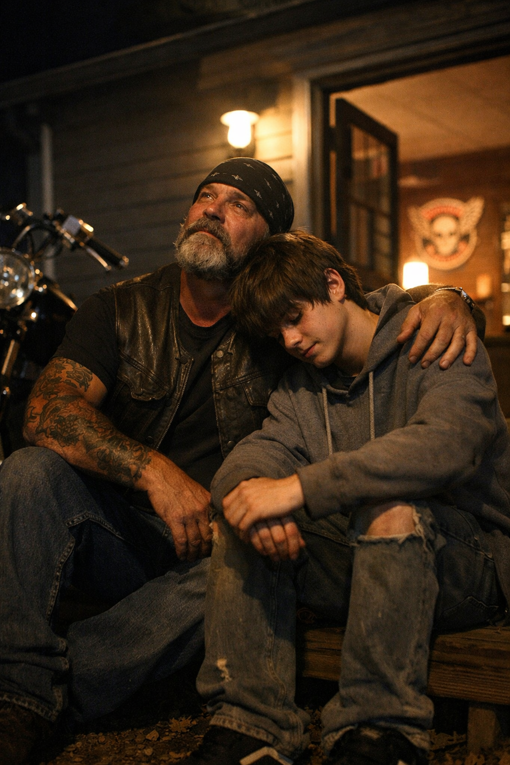 Boy With Bruised Face Asked Bikers