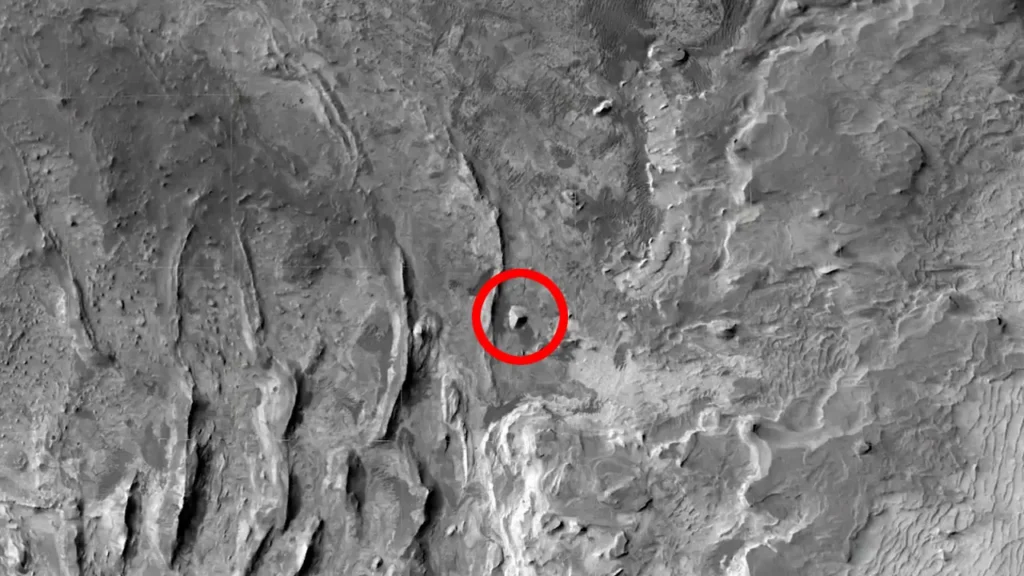 satellite view of pyramid on mars